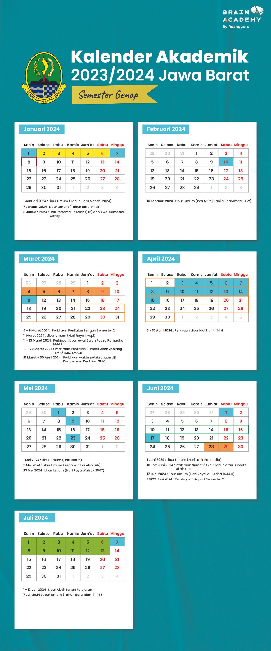 Kalender Akademik SMA NEGERI 1 CILEUNGSI